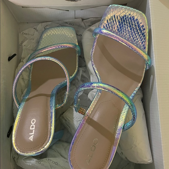 Aldo Iridescent Snake-Print Heels - Picture 2 of 3